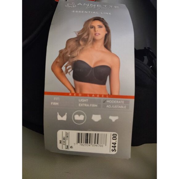 NWT 36B Annette Strapless Convertible Black Padded Underwired Wide Band - Picture 4 of 4